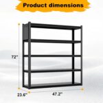 Storage Shelves with Pegboard,72“*48" Wide 24”Heavy Duty Garage Shelving Units and Storage,Metal Shelving Adjustable Shelves,Garage Storage Rack,Industrial Utility Organization For Kitchen,Pantry - Image 2