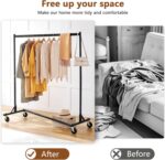 Hoctieon Z Rack, Rolling Clothes Racks with Z-Base, Heavy Duty Garment Rack, Clothing Racks for Hanging Clothes, Sturdy Metal Hanging Holder, Clothes Organizer Rack, Black - Image 7