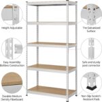 Topeakmart 5-Tier Utility Shelves, Metal Storage Shelves Garage Shelving Unit Adjustable Garage Storage Shelves Storage Racks Heavy Duty Shed Shelving- Silver, 35.5 x 17.5 x 72 Inch - Image 4
