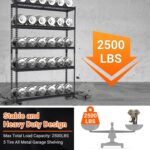 Garage Storage Shelves 5 Tiers, Heavy Duty Storage Shelving Racks with 2500 LBS Capacity, 48 in L x 18 in W x 72 in H Metal Adjustable Utility Shelving Unit for Garage Organization, Basement, Workshop - Image 4