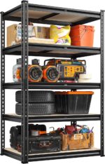 REIBII Garage Shelving 2000LBS Storage Shelves Heavy Duty Shelving 5 Tier Adjustable Metal Shelves Sturdy Storage Rack for Kitchen Pantry Basement, 60" H x28 Wx 14" D - Image 9