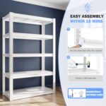 Raybee Garage Shelving Heavy Duty Garage Storage Shelves Load 2010LBS, Adjustable 5-Tier Heavy Duty Shelving, All Metal Shelving Utility Shelves for Kitchen, Pantry, Garage, 63"H x32"W x16.5"D, White - Image 7