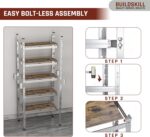 BUILDSKILL 5-Tier Multipurpose Storage Rack | Bolt-Free Assembly | Galvanized Metal | Thick MDF Board | 175kg Capacity Per Shelf | 170x70x30cm Adjustable Shelf Rack for Home, Garage & Shop | Silver - Image 5