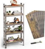 BUILDSKILL 5-Tier Multipurpose Storage Rack | Bolt-Free Assembly | Galvanized Metal | Thick MDF Board | 175kg Capacity Per Shelf | 170x70x30cm Adjustable Shelf Rack for Home, Garage & Shop | Silver