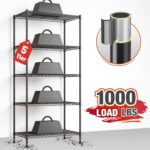 REIBII 1000LBS Wire Shelving Unit, 5 Tier Adjustable Metal Storage Shelves for Kitchen Pantry Office Steel Organizer Wire Rack for Narrow Space College Dorm School, 13.4" D x 23.2" W x 60" H, Black - Image 4