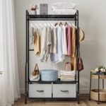 Clothing Rack Metal Garment Racks with Bottom Shelves Free-Standing Clothes Rack for Indoor Bedroom, Balcony, Hallway, Laundry (Black) - Image 5