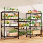 61cm x 46cm x 183cm Wire Shelf with Wheels, 5 Tier Adjustable Heavy Duty Metal Storage Shelves, Kitchen Utility Shelf Organizer Pantry Rack for Closet Garage Laundry Room, Black ﻿ - Image 2