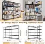 Heavy Duty Metal Storage Shelving Unit, Adjustable 5-Tier Shelving Rack(Wire Shelving Load 880LB), Steel Organizer Wire Rack (Black, 147 x 35 x 150 cm) - Image 4