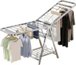 Stainless Steel Clothes Drying Rack (180cm/71") - Heavy Duty Foldable 3-Tier Laundry Stand with Hidden Wheels, Space-Saving Airer with Shoe Rack, Silver (منشر ملابس كبير وقوي)