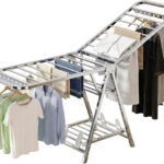 Stainless Steel Clothes Drying Rack (180cm/71") - Heavy Duty Foldable 3-Tier Laundry Stand with Hidden Wheels, Space-Saving Airer with Shoe Rack, Silver (منشر ملابس كبير وقوي)