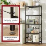 Storage Shelves, 5-Tier Metal Shelving Unit with Adjustable Feet, Compact Shelf Organizer for Garage, Kitchen, Pantry and Closet Organization,11.8" x 17.7" x 56.3", Black - Image 6