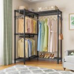 VIPEK L4 Garment Rack L Shaped Clothes Rack for Corner, Freestanding Portable Wardrobe Closet Heavy Duty Clothing Rack with 3 Hanging Rods & 2 Side Hooks, 43.3"Lx29.1"Wx76.4"H, Max Load 750LBS, Black - Image 2