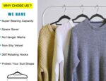 GVTECH Premium Velvet Hangers, [50 Pack] Non Slip and Heavy Duty Velvet Suit Hangers (45cm) with Tie Bar, 360° Swivel Hooks, Sturdy to Hold Jumper, Pullovers, Jackets & Hoodies (50 Pack, Black) - Image 8