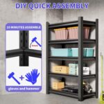 Garage Shelving Unit Rustproof 72"H3000bls Heavy Duty Storage Shelves Easy Assembly 5 Tier Adjustable Metal Steel Utility Shelf Rack Garage Storage Organize for Tools Garage,Basement,Warehouse - Image 5
