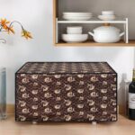 Glassiano Floral Brown Printed Microwave Oven Cover for Samsung 28 Litre Convection Microwave Oven MC28H5025VB/TL, Black - Image 3