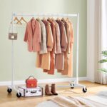 Hoctieon Z Rack, Rolling Clothes Racks with Z-Base, Heavy Duty Garment Rack, Clothing Racks for Hanging Clothes, Sturdy Metal Hanging Holder, Clothes Organizer Rack, White - Image 4
