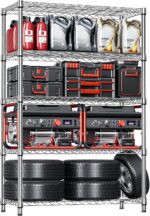 MZG 5-Tier Heavy Duty Metal Storage Shelving Unit (Chrome, 17.7" D x 47.2" W x 72.3" H, 1750 lbs Capacity), Adjustable Steel Wire Rack Shelf Organizer for Garage, Kitchen, Pantry, Basement, Laundry