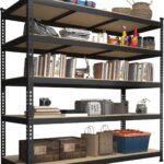 48" W x 24" D x 72" H Adjustable Garage Storage Shelves - 5-Shelf Heavy Duty Shelving Unit, Metal Utility Storage Organizer Racks for Warehouse Pantry Closet Kitchen, Black