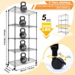 Whitmor Heavy Duty 5-Shelf Shelving Unit, Storage Shelves 1000Lb Capacity for Garage Kitchen Bathroom Bedroom, 30" D x 14" W x 63" H, 5 Tier, Black - Image 3