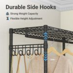 VIPEK L4 Garment Rack L Shaped Clothes Rack for Corner, Freestanding Portable Wardrobe Closet Heavy Duty Clothing Rack with 3 Hanging Rods & 2 Side Hooks, 43.3"Lx29.1"Wx76.4"H, Max Load 750LBS, Black - Image 4