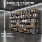 48''W Garage Shelving, 5 Tier Heavy Duty Storage Shelves,88''H Metal Garage Shelves Units,3000 lbs Adjustable Standing Shelf with Thickened Double-Layer Posts, for Garage,Basement, Warehouse,Black - Image 3