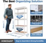 HOMEDANT 5 Tier Laminated White Boltless Metal Shelving Unit Adjustable Garage Storage Utility Rack Heavy Duty Shelves Organization Multipurpose Shelf Warehouse Pantry 28" W x 12.3" D x 59.5" H 1Pack - Image 2