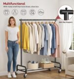 SLEEPING LAMB Heavy Duty Clothing Racks for Hanging Clothes Rack, 43" Wide Rolling Garment Rack Metal Clothing Hanger Rack with Wheels Wardrobe Rack for Coats, Shirts, Dress, (Black) - Image 6