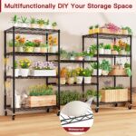 61cm x 46cm x 183cm Wire Shelf with Wheels, 5 Tier Adjustable Heavy Duty Metal Storage Shelves, Kitchen Utility Shelf Organizer Pantry Rack for Closet Garage Laundry Room, Black ﻿ - Image 4