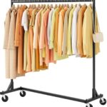 Hoctieon Z Rack, Rolling Clothes Racks with Z-Base, Heavy Duty Garment Rack, Clothing Racks for Hanging Clothes, Sturdy Metal Hanging Holder, Clothes Organizer Rack, Black