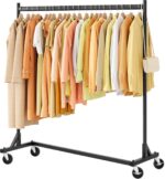 Hoctieon Z Rack, Rolling Clothes Racks with Z-Base, Heavy Duty Garment Rack, Clothing Racks for Hanging Clothes, Sturdy Metal Hanging Holder, Clothes Organizer Rack, Black