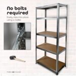 DIVCHI 5 Tier Storage Rack Heavy Duty Shelving Aluminium Garage Shelves Heavy Duty Shed Storage Racking Shelf For Warehouse Workshop & Office (Silver, Pack of 1) - Image 3