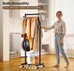 MISSLO Small Clothes Racks for Hanging Clothes Clothing Rack with Wheels 60" Metal Garment Rack with Shelves Portable Rolling Wardrobe Rack for Small Space, Black - Image 4