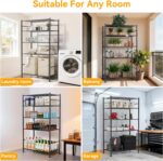 BolDuck 5 Tier Shelf Organizer Rack, Metal Shelving Unit with Adjustable Leveling Feet, Space-Saving Storage Shelves for Garage Closet Laundry Bathroom Kitchen Pantry, 33.07”Wx12.6”Dx72.04”H,Black - Image 9