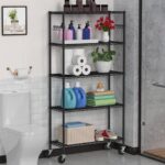5-Tier Storage Shelves with Wheels, Adjustable Wire Shelving Unit,Metal Rolling Shelves for Storage Utility Shelf Organizer Rack for Kitchen Garage Pantry Closet Laundry(5-Tier Shelf) - Image 9