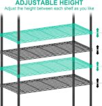 Folews 5 Tier Storage Shelves with Wheels - Metal Shelves for Storage Adjustable Wire Shelving Unit Organizer Storage Rack Shelf for Kitchen Garage Pantry Closet Laundry(14D x 36W x 75H) - Image 7