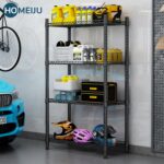 Homeiju 4 Tier Shelving Unit,Heavy-Duty Height Adjustable Storage Rack 1300 LBS Capacity with Adjustable Feet,Metal Storage Shelves Wire Shelf for Kitchen Garage Laundry,13.77"D x 35.43"W x 54.33"H - Image 4