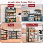 Wire Shelving 5 Tier Storage Shelves NSF Certified Heavy Duty Steel Metal Shelf Adjustable Rolling Rack Kitchen Garage Closet Pantry Laundry - Image 9