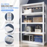 Raybee Garage Shelving Heavy Duty Garage Storage Shelves Load 2010LBS, Adjustable 5-Tier Heavy Duty Shelving, All Metal Shelving Utility Shelves for Kitchen, Pantry, Garage, 63"H x32"W x16.5"D, White - Image 4