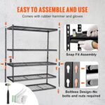 VEVOR Storage Shelving Unit, 5-Tier Adjustable, 2000 lbs Capacity, Heavy Duty Garage Shelves Metal Organizer Wire Rack, Black, 60" L x 24" W x 78" H for Kitchen Pantry Basement Bathroom Laundry Closet - Image 3