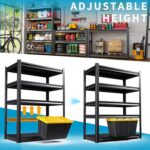 72''H Garage Shelving Heavy Duty 5-Tier Adjustable Storage Shelves Unit,3000 LBS Metal Utility Rack Shelf for Industries, Warehouses, Basement,Black (72'H x 36''W x 16''D) - Image 4