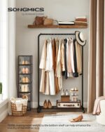 SONGMICS Clothes Rack on Wheels, Single-Rail Metal Garment Rack, with Storage Shelf, Top Rail Holds up to 40 kg, Black HSR25BK - Image 2