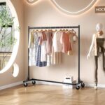 Hoctieon Z Rack, Rolling Clothes Racks with Z-Base, Heavy Duty Garment Rack, Clothing Racks for Hanging Clothes, Sturdy Metal Hanging Holder, Clothes Organizer Rack, Black - Image 3