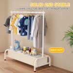 MISSLO Kids Clothing Rack with Basket Small Dress Up Storage Short Toddler Dress Up Rack Kids Closet for Baby Clothes, White - Image 4