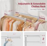 Tajsoon Double Rod Heavy Duty Clothes Rack 480 LBS, Rolling Clothing Rack for Hanging Clothes, Collapsible Clothes Rack with Wheels, Commercial Portable Garment Racks with Shelf, Chrome - Image 2
