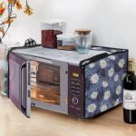 Glassiano White Flower Printed Microwave Oven Cover for Samsung 32 Litre Convection Microwave Oven CE117PC-B2/XTL Black