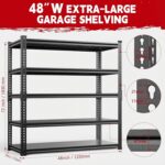 Lauxery 5 Tier Metal Garage Shelving Unit 72x48x24-3000LBS Heavy Duty Storage Rack, Adjustable Boltless Wide Shelves, Freestanding Utility Shelf - Image 3