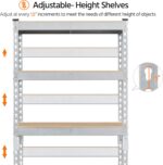 Topeakmart 5-Tier Utility Shelves, Metal Storage Shelves Garage Shelving Unit Adjustable Garage Storage Shelves Storage Racks Heavy Duty Shed Shelving- Silver, 27.5 x 12 x 60 Inch - Image 6