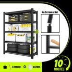 78" H Garage Shelving Heavy Duty， 5-Tier Metal Shelving Unit, 48”W x 18”D x 78”H, 2800 lbs Load Capacity Utility Rack Shelves＆ Garage Shelves (Black) - Image 7