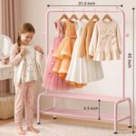 mirolam Kids Clothing Rack - Kids Dress Up Clothes Storage Racks - Dress Up Rack for Little Girls - Small Kids Costume Wardrobe Rack with 2 Floors Storage Shelf - Mini Short Kids Clothing Garment Rack - Image 6