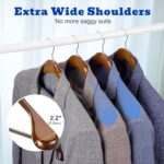 HOUSE DAY 6 Pack Wide Shoulder Wooden Hangers, Suit Hangers with Non Slip Pants Bar, Smooth Finish 360° Swivel Hook Solid Wood Coat Hangers for Dress, Jacket, Pants, Heavy Clothes Hangers (Walnut) - Image 3